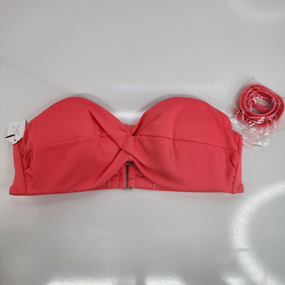 NWT Victoria’s Secret Bikini Top 36C Pink Textured Twist Push Up Strapless Strap - Picture 2 of 10